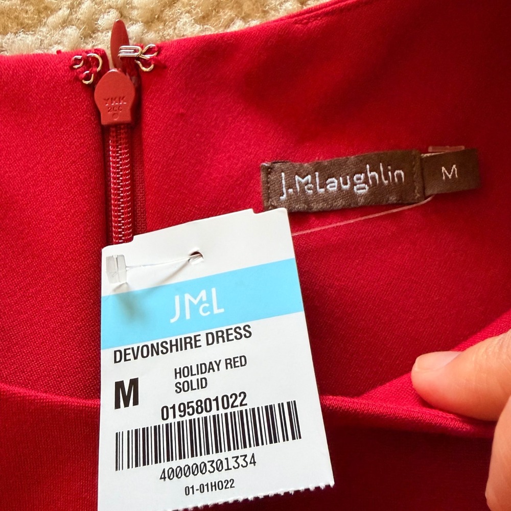 J.McLaughlin Devonshire Dress Holiday Red‎ Sleeveless Sheath Midi Womens Size M - Picture 9 of 10